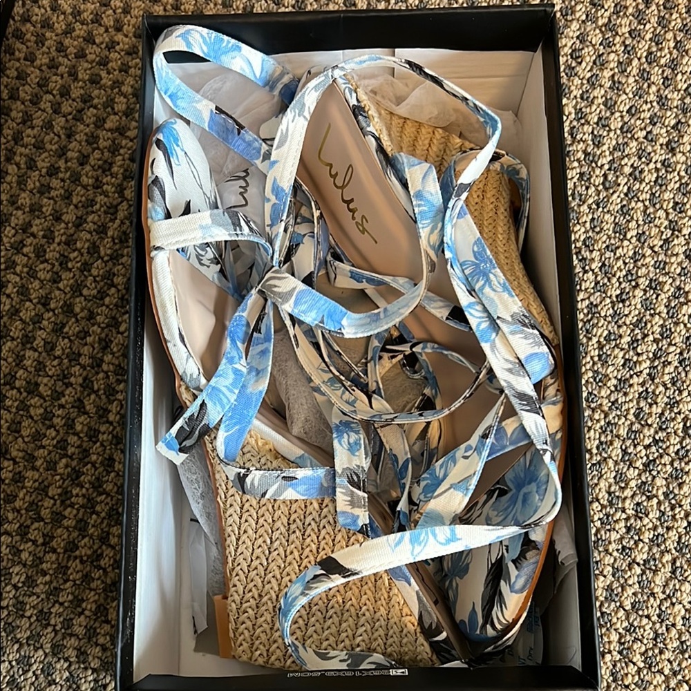Blue Strappy Wedges